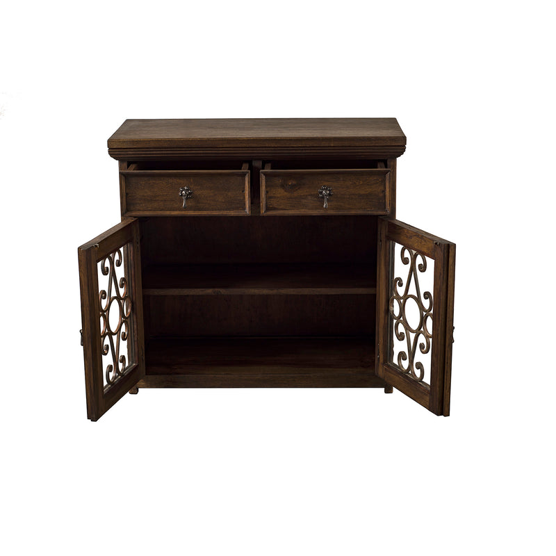 Barn Wood 2 Drawer Console with Forged Iron Hardware & Inserts 39" W   -  FWSB 0002