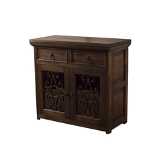 Barn Wood 2 Drawer Console with Forged Iron Hardware & Inserts 39