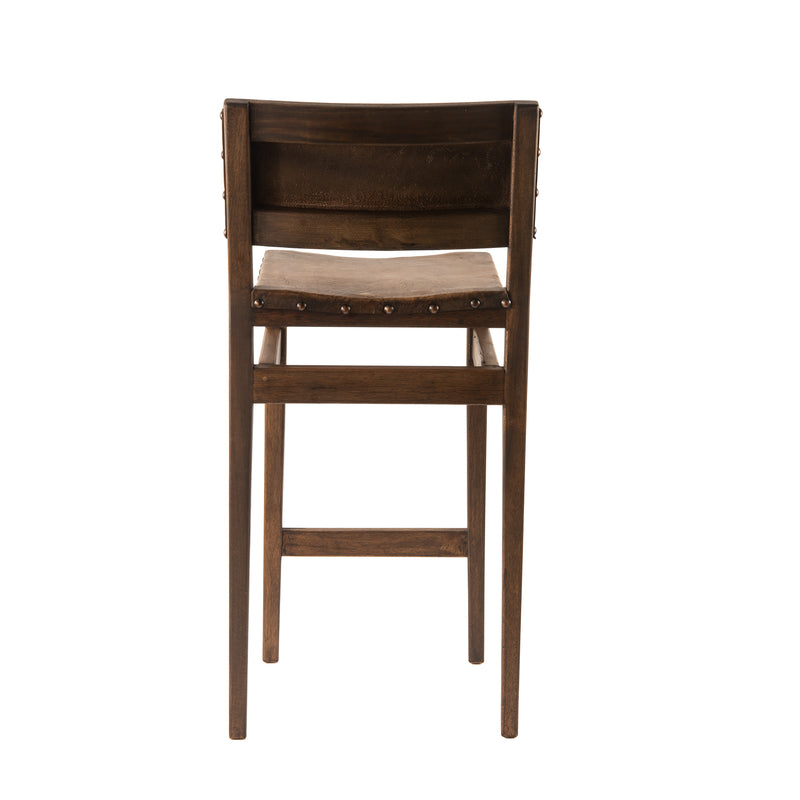 Low Back Barn Wood & Leather Bar Stool (30" Seat Height), Set of (2)  - FWC 0011
