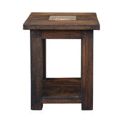 Reclaimed Wood Iron Forged End Table with Tier  20-in width  -  FWST 0001