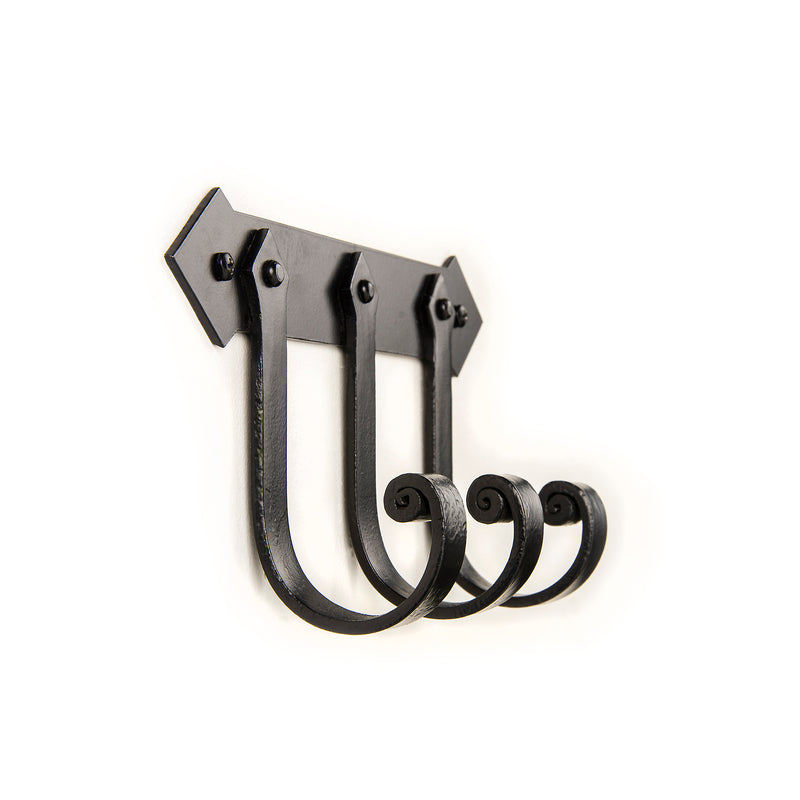 Hand  Forged 3-Hook Wrought Iron Rack