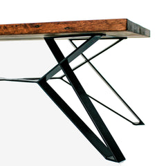 Reclaimed Wood & Forged Iron Cross Legs Coffee Table  40