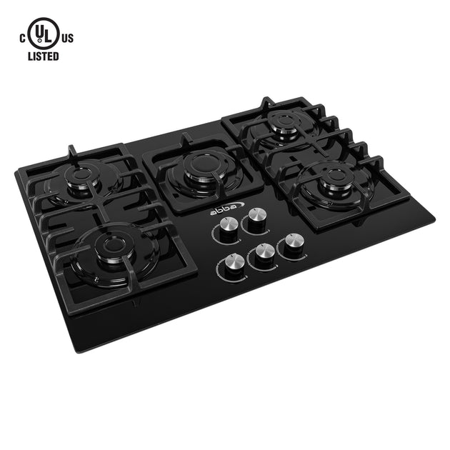Gas on Glass Cooktop 30" With 5 Burners Glass CG501V5D Artesano Home Decor