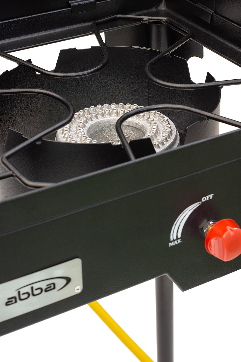 ABBA Two Burner Camping High-Pressure Propane Stove– 75.000 BTU Cooking Burner – Perfect for Camping and Outdoor Activities – 30.5” X 32” X 16”