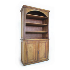 Classic Design Bookcase in Solid Wood - Four Shelves and Two Drawers with Wrought Iron Pin - WB-011