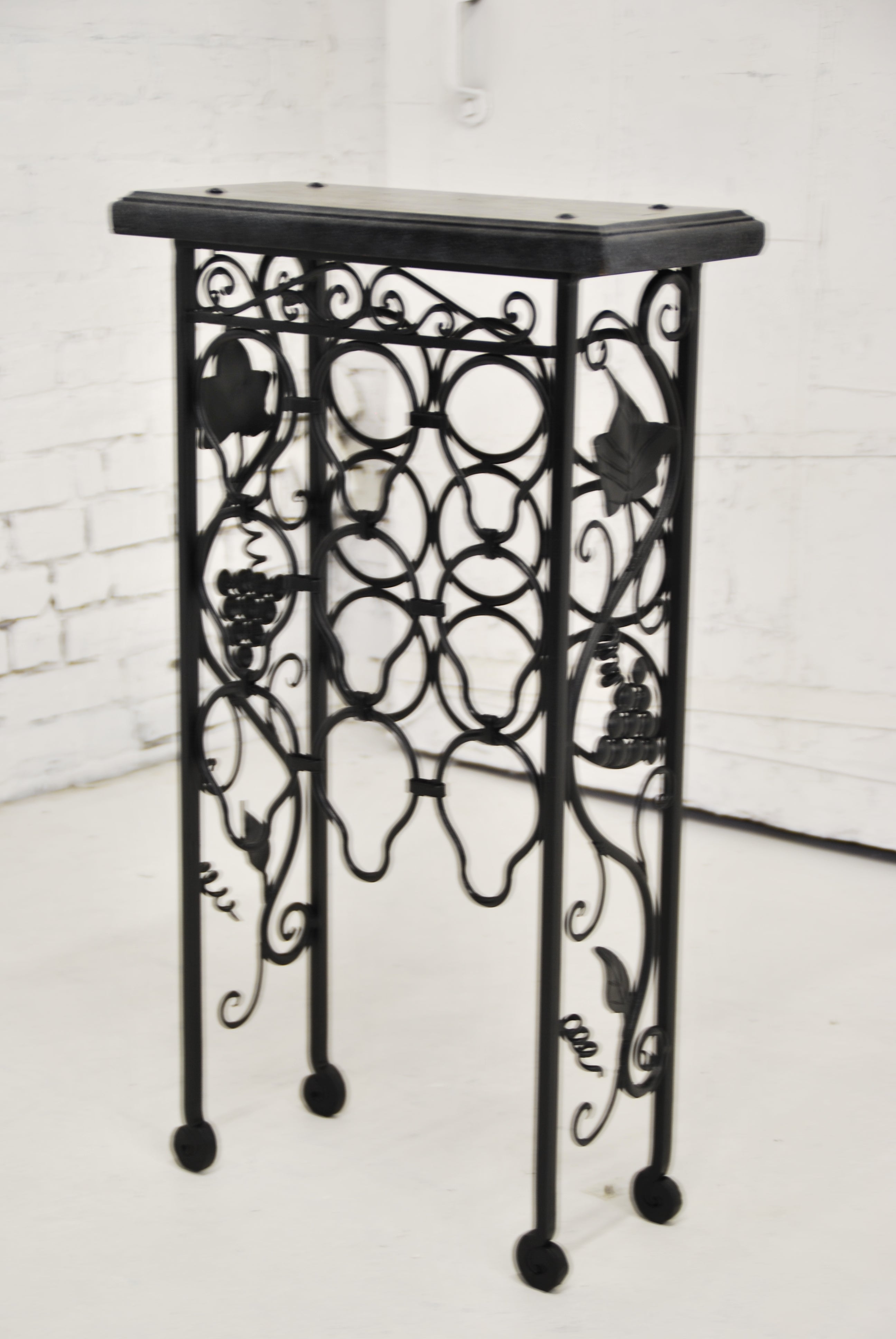 wine rack plant stand Vintage wrought iron wine rack with 9-bottle capacity - AC-001