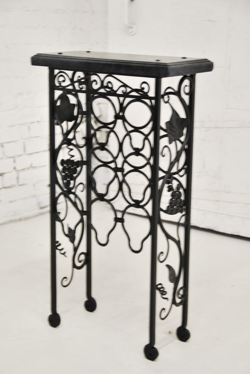 Vintage wrought iron wine rack with 9-bottle capacity - AC-001