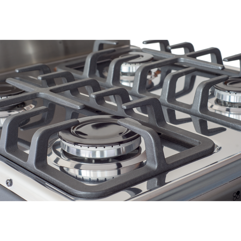 Master-Chef - 20" Stainless Steel B Gas Space Saver Range with 2.4 CFT Oven Capacity - Italian SABAF Sealed Burners, 1 Ultra-Fast, 3 Fast – Easy to Clean, Iron Grates, Cool Knobs - L 21" W 20" H 41"