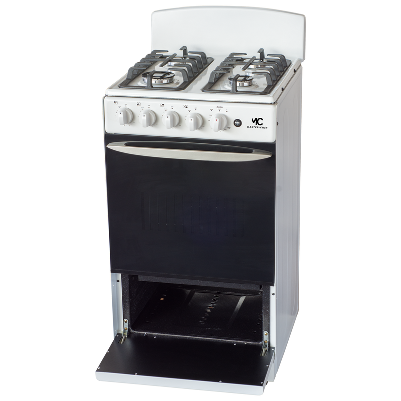 Master-Chef - 20" White B Gas Space Saver Range with 2.4 CFT Oven Capacity - Italian SABAF Sealed Burners, 1 Ultra-Fast, 3 Fast – Easy to Clean, Iron Grates, Cool Knobs - L 21" W 20" H 41"