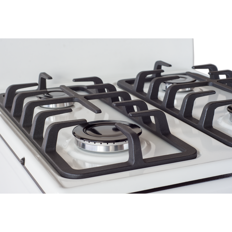 Master-Chef - 20" White B Gas Space Saver Range with 2.4 CFT Oven Capacity - Italian SABAF Sealed Burners, 1 Ultra-Fast, 3 Fast – Easy to Clean, Iron Grates, Cool Knobs - L 21" W 20" H 41"