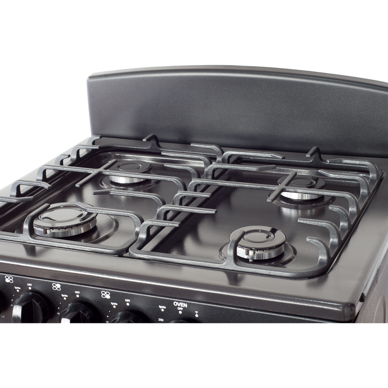 Master-Chef - 24" Black R Gas Space Saver Range with 3.0 CFT Oven Capacity - Italian SABAF Sealed Burners, 1 Ultra-Fast, 3 Fast – Easy to Clean, Iron Grates, Cool Knobs - L 21" W 24" H 41"