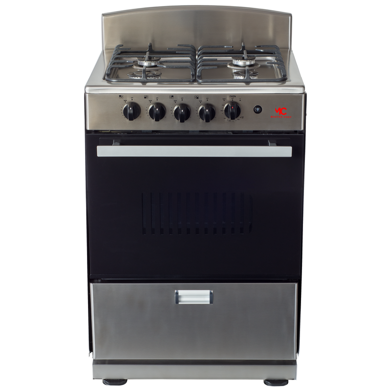 Master-Chef - 24" Stainless Steel R Gas Space Saver Range with 3.0 CFT Oven Capacity - Italian SABAF Sealed Burners, 1 Ultra-Fast, 3 Fast – Easy to Clean, Iron Grates, Cool Knobs - L 21" W 24" H 41"