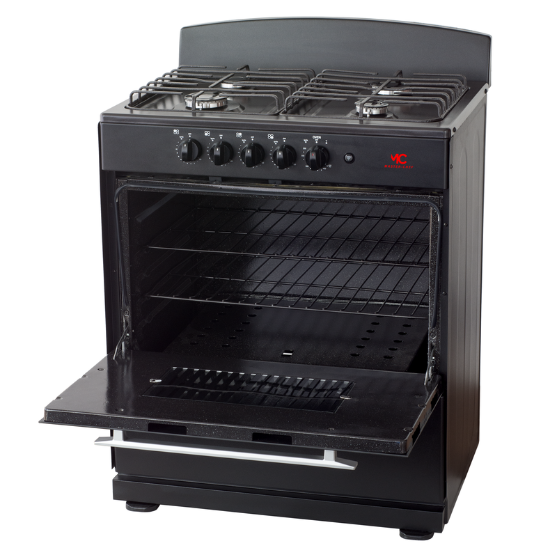 Master-Chef - 30" Black R Gas Space Saver Range with 4.0 CFT Oven Capacity - Italian SABAF Sealed Burners, 2 Ultra-Fast, 2 Fast – Easy to Clean, Iron Grates, Cool Knobs - L 21" W 30" H 41"