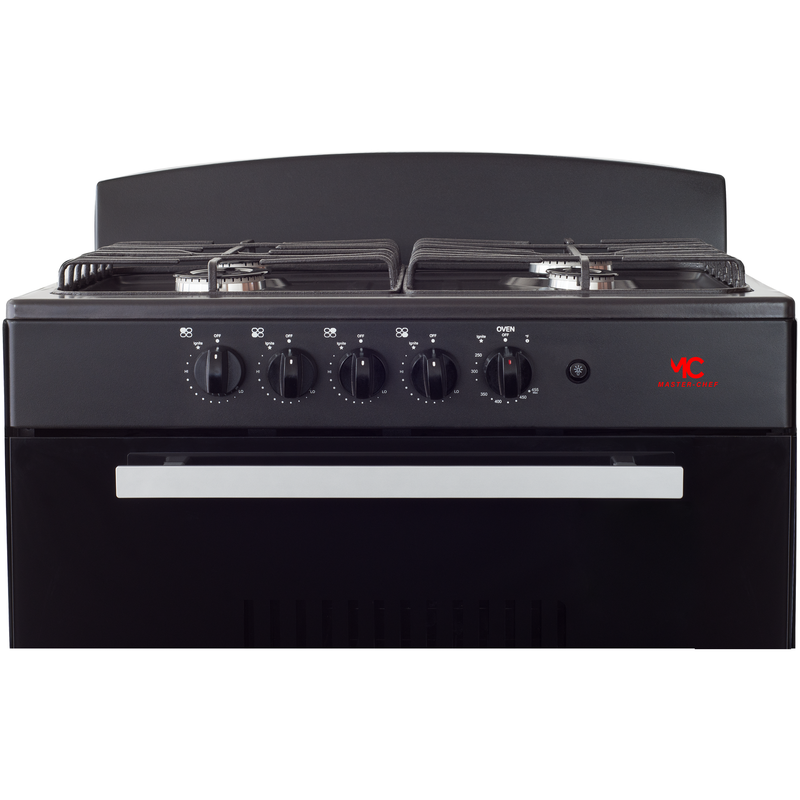 Master-Chef - 30" Black R Gas Space Saver Range with 4.0 CFT Oven Capacity - Italian SABAF Sealed Burners, 2 Ultra-Fast, 2 Fast – Easy to Clean, Iron Grates, Cool Knobs - L 21" W 30" H 41"