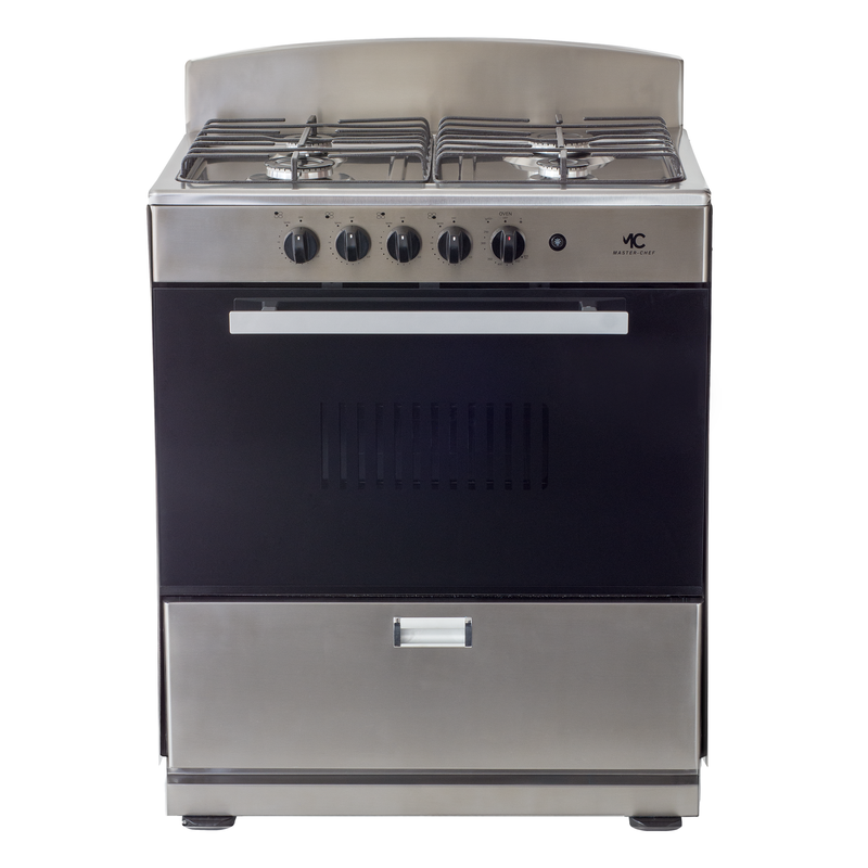 Master-Chef - 30" Stainless Steel B Gas Space Saver Range with 4.0 CFT Oven Capacity - Italian SABAF Sealed Burners, 2 Ultra-Fast, 2 Fast – Easy to Clean, Iron Grates, Cool Knobs - L 21" W 30" H 41"