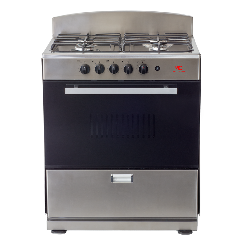 Master-Chef - 30" Stainless Steel R Gas Space Saver Range with 4.0 CFT Oven Capacity - Italian SABAF Sealed Burners, 2 Ultra-Fast, 2 Fast – Easy to Clean, Iron Grates, Cool Knobs - L 21" W 30" H 41"