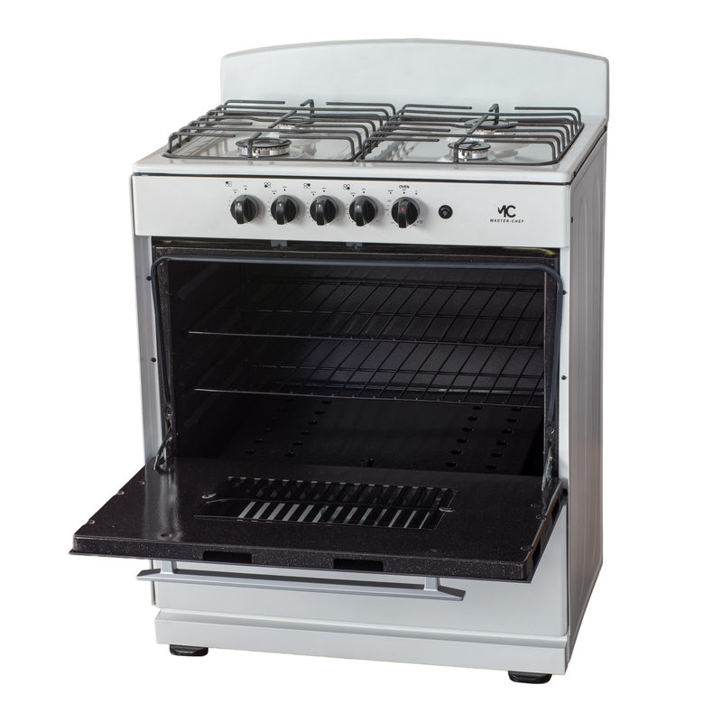 Master-Chef - 30" White R Gas Space Saver Range with 4.0 CFT Oven Capacity - Italian SABAF Sealed Burners, 2 Ultra-Fast, 2 Fast – Easy to Clean, Iron Grates, Cool Knobs - L 21" W 30" H 41"
