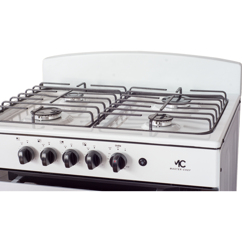 Master-Chef - 30" White R Gas Space Saver Range with 4.0 CFT Oven Capacity - Italian SABAF Sealed Burners, 2 Ultra-Fast, 2 Fast – Easy to Clean, Iron Grates, Cool Knobs - L 21" W 30" H 41"