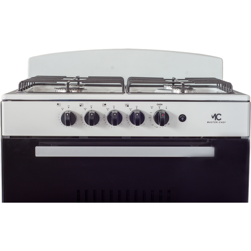 Master-Chef - 30" White R Gas Space Saver Range with 4.0 CFT Oven Capacity - Italian SABAF Sealed Burners, 2 Ultra-Fast, 2 Fast – Easy to Clean, Iron Grates, Cool Knobs - L 21" W 30" H 41"