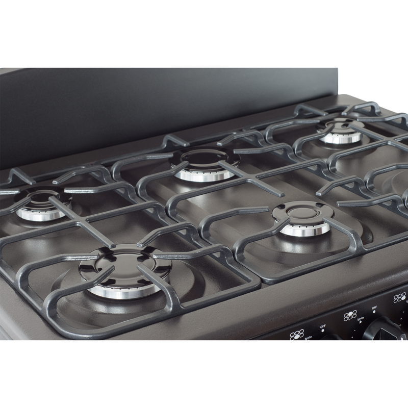 Master-Chef - 30" Black W Gas Space Saver Range with 4.0 CFT Oven Capacity - Italian SABAF Sealed Burners, 3 Ultra-Fast, 3 Fast – Easy to Clean, Iron Grates, Cool Knobs - L 21" W 30" H 41"