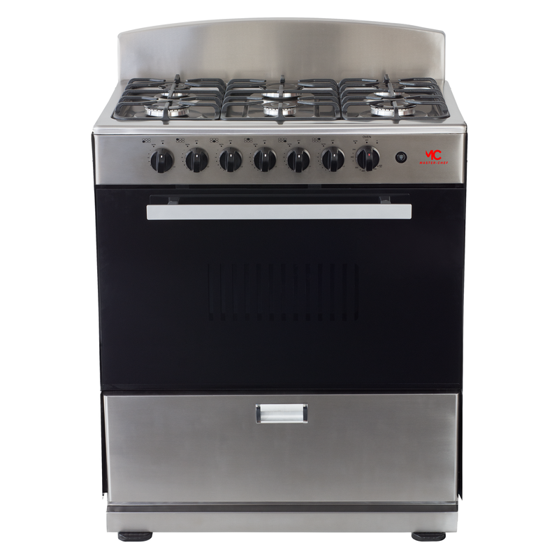 Master-Chef - 30" Stainless Steel R Gas Space Saver Range with 4.0 CFT Oven Capacity - Italian SABAF Sealed Burners, 3 Ultra-Fast, 3 Fast – Easy to Clean, Iron Grates, Cool Knobs - L 21" W 30" H 41"