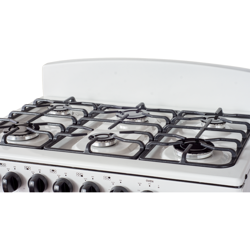 Master-Chef - 30" White R Gas Space Saver Range with 4.0 CFT Oven Capacity - Italian SABAF Sealed Burners, 3 Ultra-Fast, 3 Fast – Easy to Clean, Iron Grates, Cool Knobs - L 21" W 30" H 41"