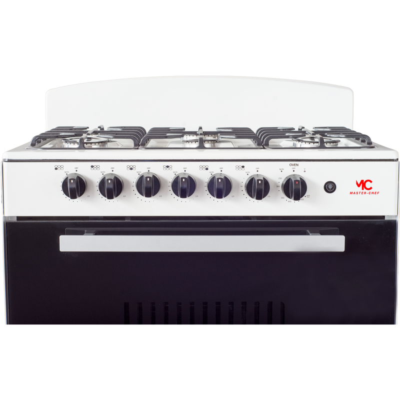 Master-Chef - 30" White R Gas Space Saver Range with 4.0 CFT Oven Capacity - Italian SABAF Sealed Burners, 3 Ultra-Fast, 3 Fast – Easy to Clean, Iron Grates, Cool Knobs - L 21" W 30" H 41"