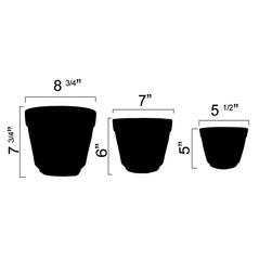 Terracotta Plant Pots - 3 Piece Conical Shaped Flowerpots - Handmade Planters for Indoor & Outdoor Plants | AIW-PLT-0001