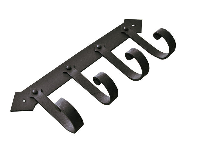 Forged Iron Curved Pointed 4-Hook Wall Mounted Rack | AIW-H4C