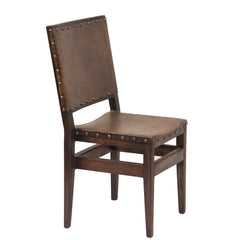 Barn Wood & Leather Full Back Dining Chair (Set of 2)  - FWC 0013