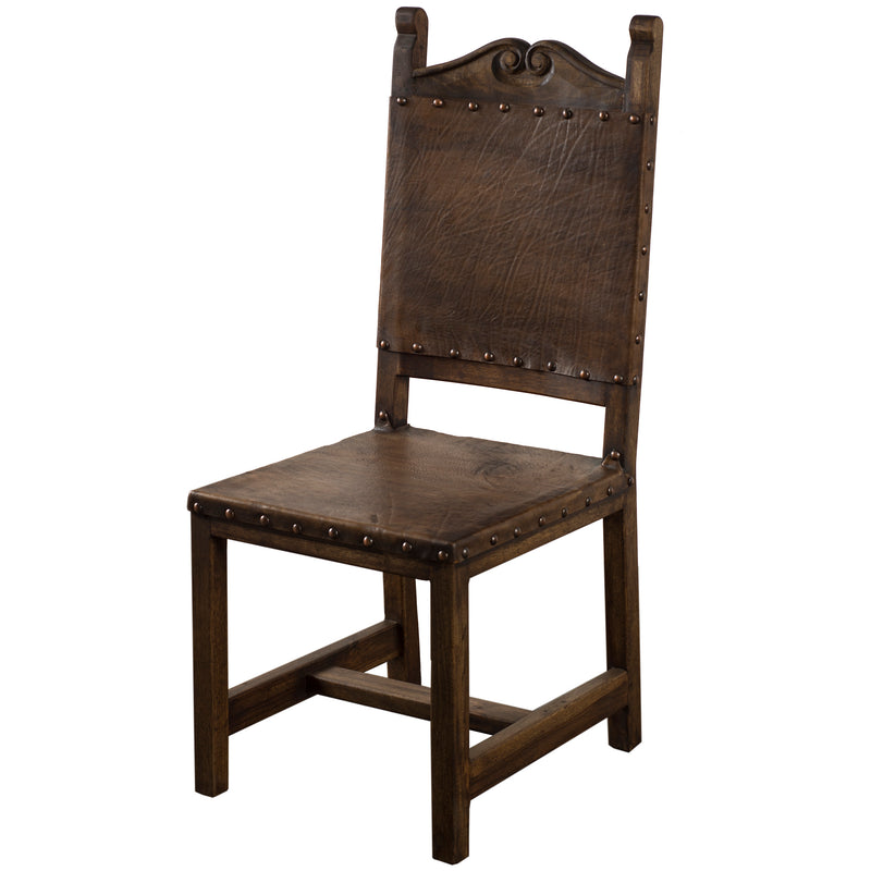Rustic Wood & Leather Side Chair (Set of 2) -  FWC 0006