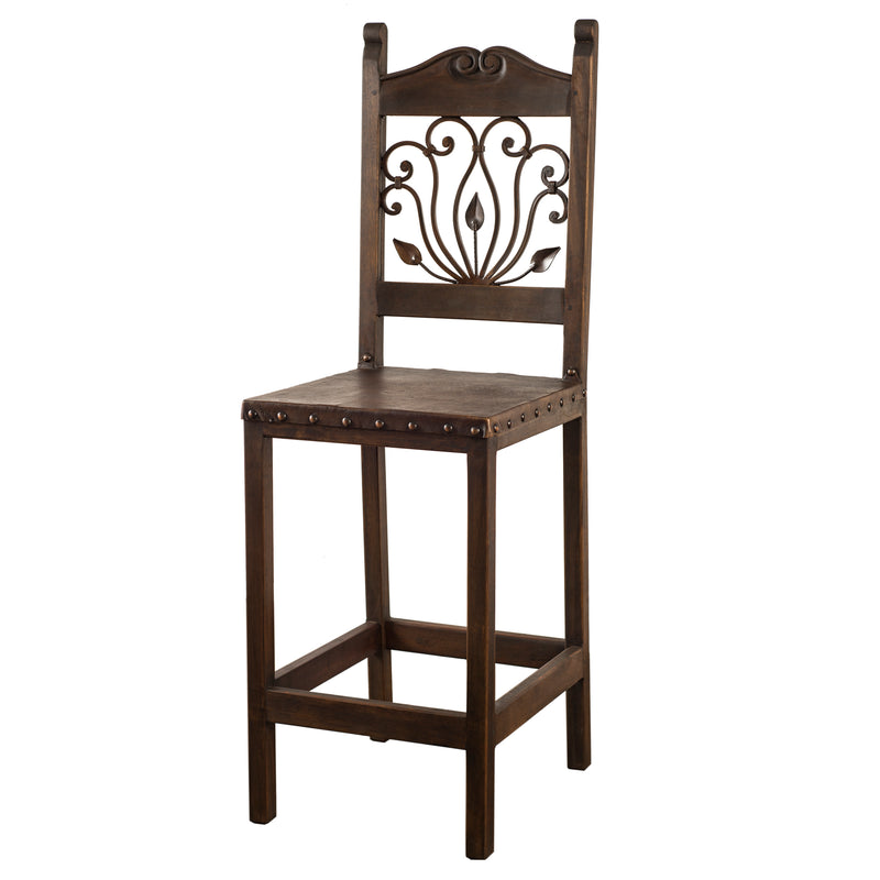 Solid Barn Wood & Wrought Iron Bar Stool (30-in Seat Height), Set of (2).  -  FWC 0003
