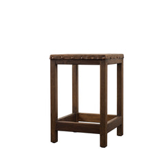Backless Leather & Reclaimed Wood Counter Stool (24-in Seat Height) - FWC 0009
