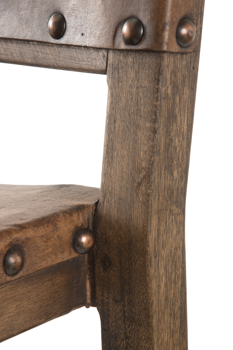 Reclaimed Wood & Leather Low Back Counter Stool (24" Seat Height), Set of (2) - FWC 0012