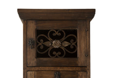 Barn Wood with Forged Iron Details Wine & Bar Stand with Wine Rack and Pull Down Serving Cabinet  78-in H   - FWCA-0001