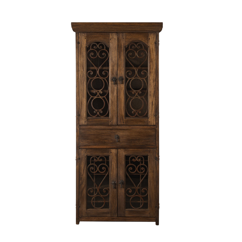 Barn Wood Wine & Bar Cabinet Rustic Finish and Wrought Iron Details. 72"H  -  FWW0003