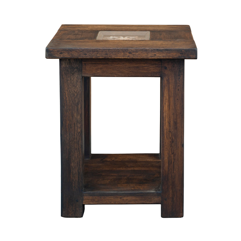 Reclaimed Wood Forged Iron End Table with Tier  20-in W  -  FWST 0001