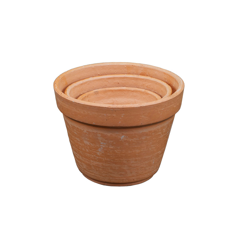 Terracotta Plant Pots - 3 Piece Conical Shaped Flowerpots - Handmade Planters for Indoor & Outdoor Plants | AIW-PLT-0001
