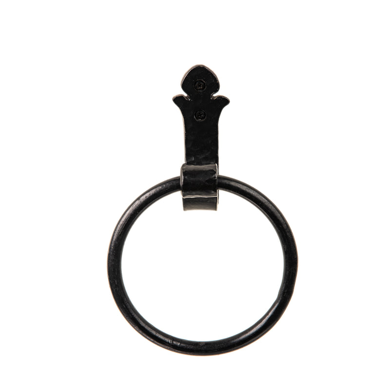 Hand Hammered Plate Wall Mounted Wrought Iron Towel Ring | AIW-BA002TR