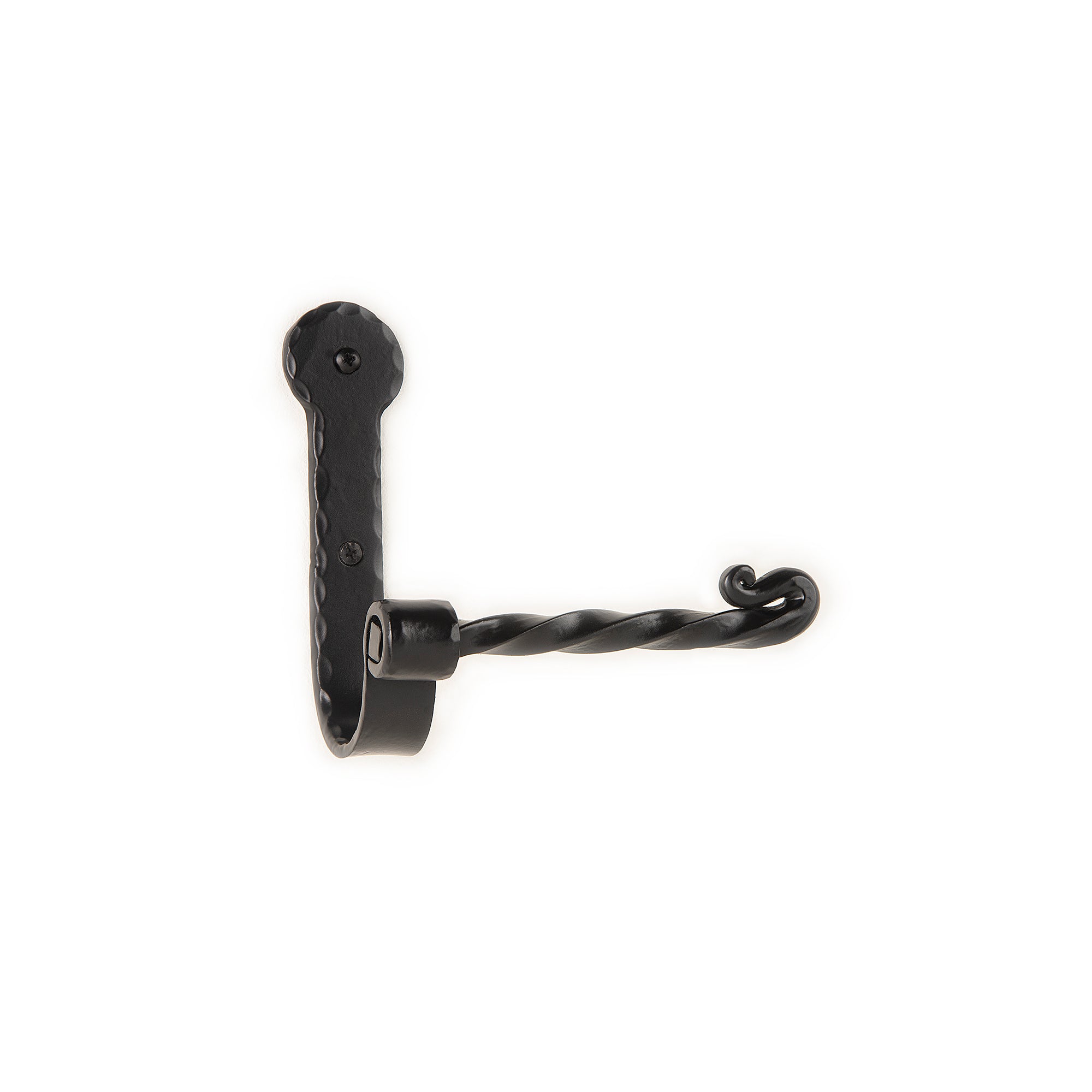 Handmade Amish Forged Iron Toilet Paper Holder – Scroll Design – Black – Wall Mount – USA