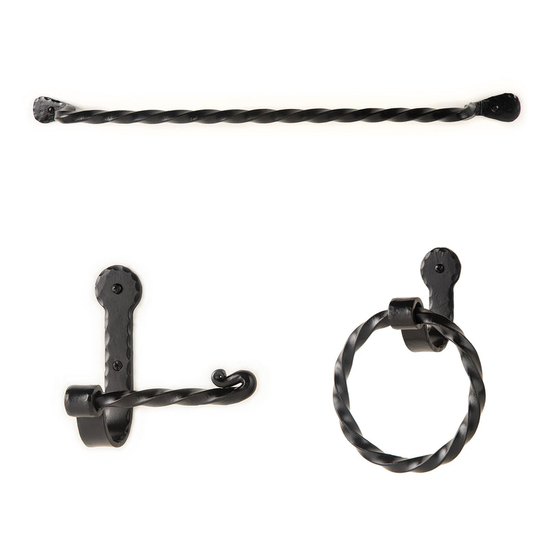 Twisted Design Wall Mounted Forged Iron Bathroom Accessories Set | AIW-BAS-004