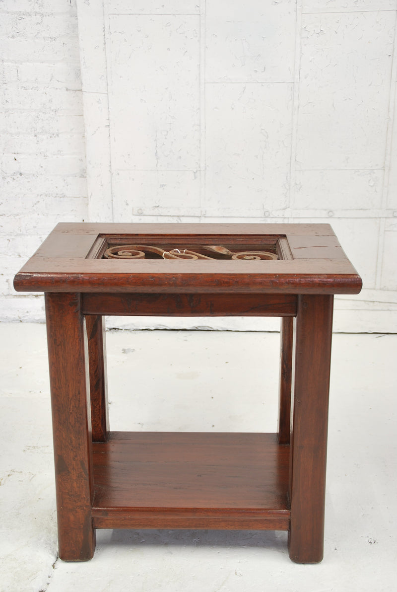 Barn Wood Side Table - Iron Accent