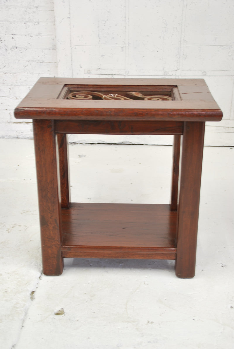 Barn Wood Side Table - Iron Accent