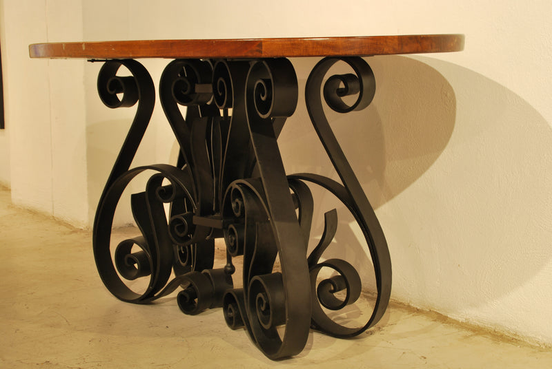 Barn Wood Dining Table - Oval Iron Base