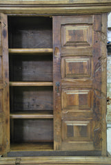 Barn Wood Wide Bookcase - Rectangle Panel Carving AR-013