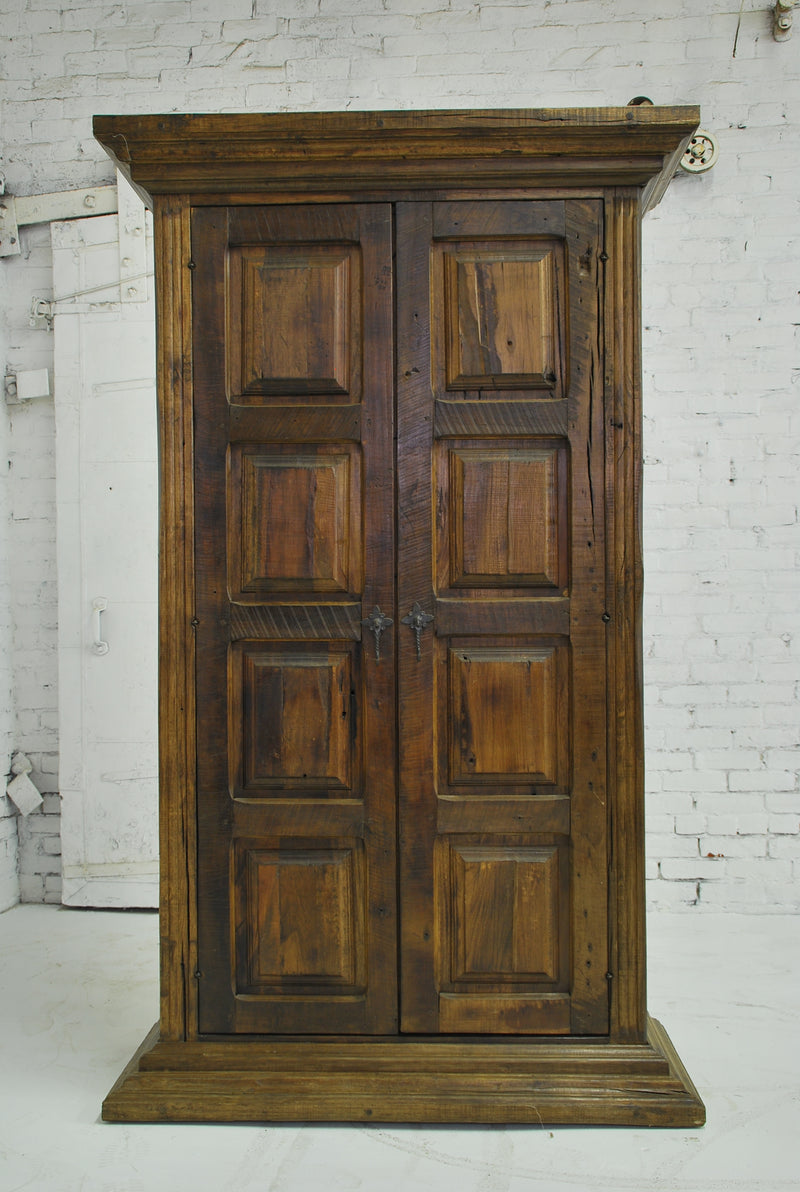 Barn Wood Armoire - Rectangle Panel Carving AR-013