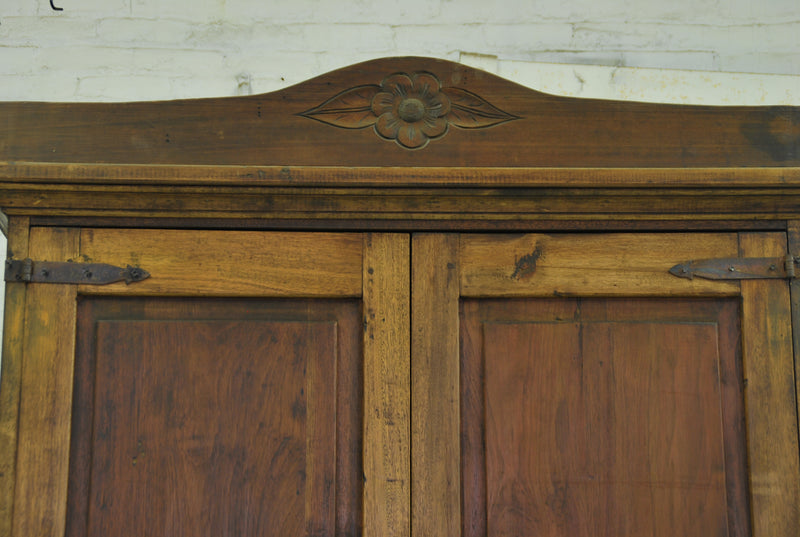 Barn Wood Armoire - Pediment Floral Carving AR-011