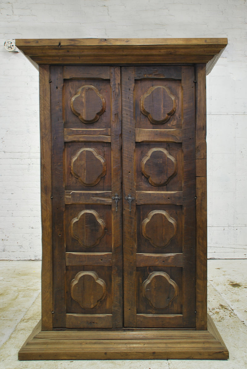 Barn Wood Bookcase - Panel Cross Carving AR-029