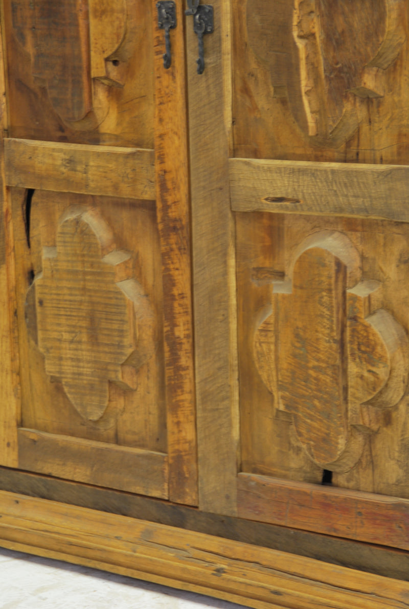 Barn Wood Armoire - Cross Panel Carving AR-007
