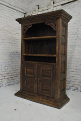 Barn Wood Bookcase - Floral Carving Display